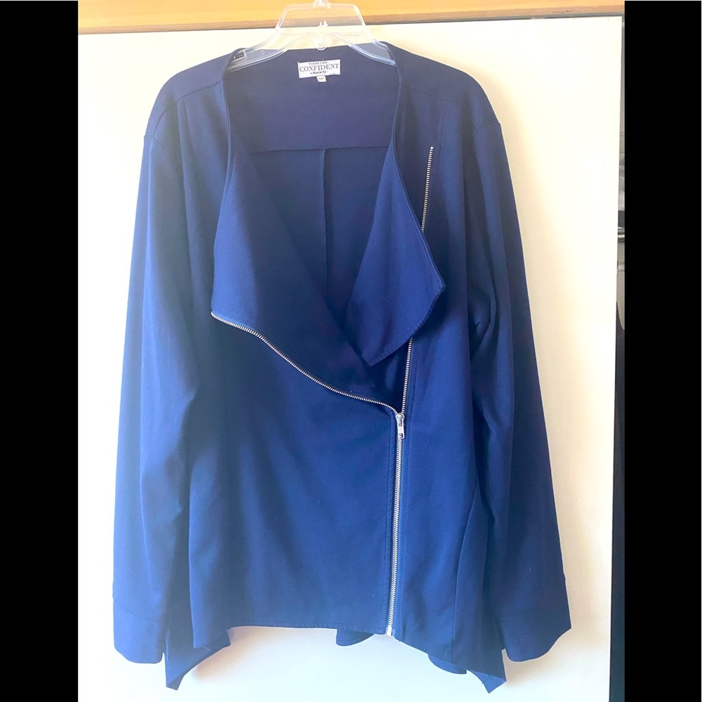 Societ+ moto style knit jacket with sharkbite hem - Picture 1 of 5